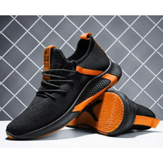 Sepatu Sneakers Sport-Casual Pria Import-Black Orange